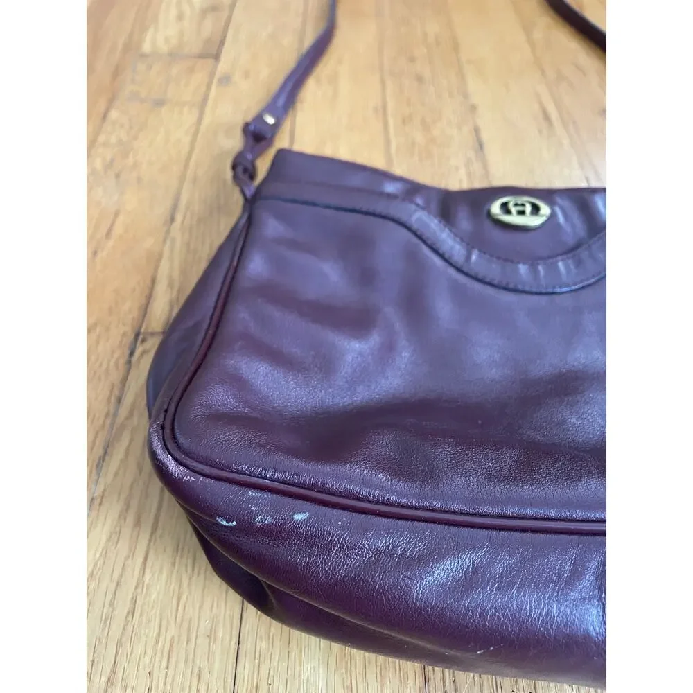 Vintage Etienne Aigner oxblood leather shoulder bag #0384